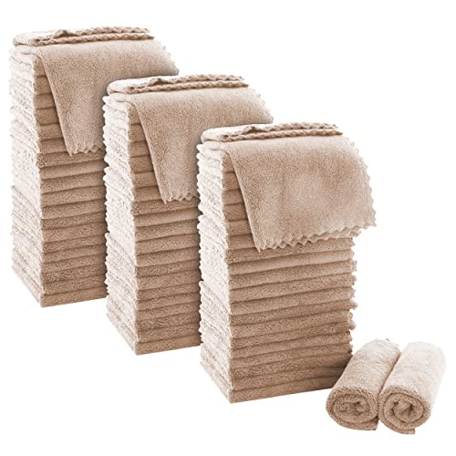 MOONQUEEN Ultra Soft Premium Washcloths Set  12 x 12 inches  72 Pack  Quick Drying  Highly Absorbent Coral Velvet Bathroom Wash Clothes Brown