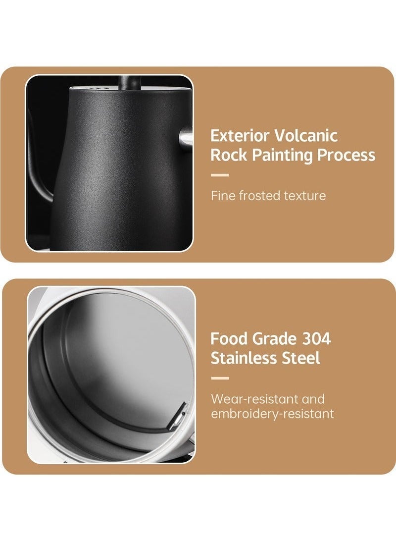 DSP Electric Gooseneck Kettle 1000ML 1000W Power with 7 Temperature Settings Suitable for Hand Pour Kettle and Tea 304 Stainless Steel with Size 02 V60 Coffee Paper Filter White 50pcs for Home Office Restaurant - Image 5