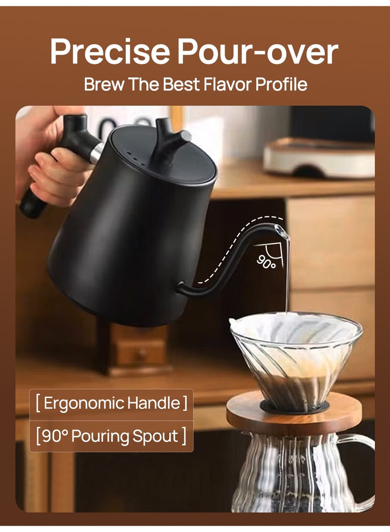 DSP Electric Gooseneck Kettle 1000ML 1000W Power with MultipleTemperature Settings Suitable for Hand Pour Kettle and Tea 304 Stainless Steel with Size 02 V60 Coffee Paper Filter White 20pcs for Home Office Restaurant - Image 2