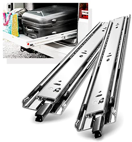 YENUO Heavy Duty Drawer Slides Full Extension With Lock Side Mount 12 14 16 18 20 22 24 26 28 30 32 34 36 40 Inch Ball Bearing Metal Rails Track Guide Glides Runner 150 Lbs 1 Pair (With Lock, 12 inch) - Image 1