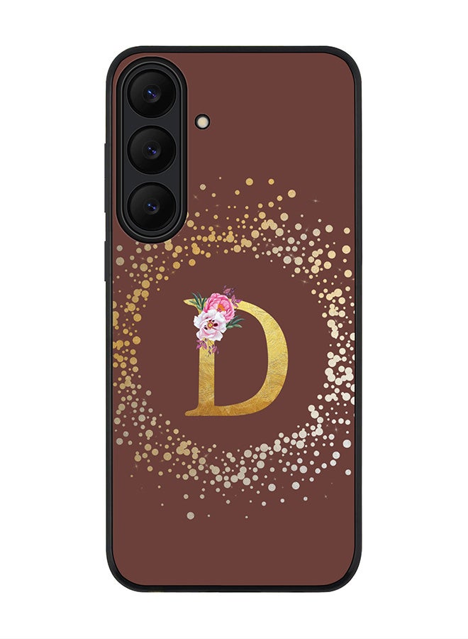 Stylizedd For Samsung Galaxy S25 FE Case,Slim fit Camera Protection, Shockproof Thin Phone cover  - Custom Monogram Floral - D  (Brown )