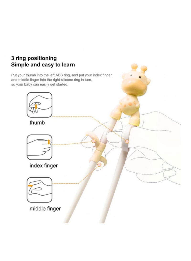 Beauenty - Set of 4pcs Chopsticks for Kids Giraffe Chopsticks for Beginners Training Chopsticks Kids Chopsticks Fork Spoon with Storage Box for Toddler Children - Image 1