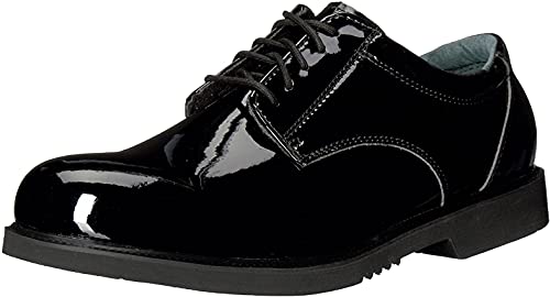 Thorogood Uniform Classics High-Gloss Black Poromeric Oxford Dress Shoes for Men and Women with EVA Cushion Flex Footbed and Non-Marking Non-Slip Rubber Outsole, Black, 11.5 XW US - Image 1