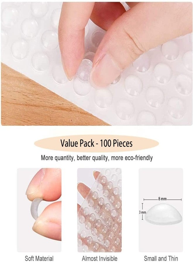 CUZWAVE Cabinet Pads – 100Pcs Clear Soft Close Bumper Dots | Rubber Cabinet Bumpers for Doors, Drawers & Furniture | Noise Dampening & Scratch Protection (8 x 3mm) - Image 2