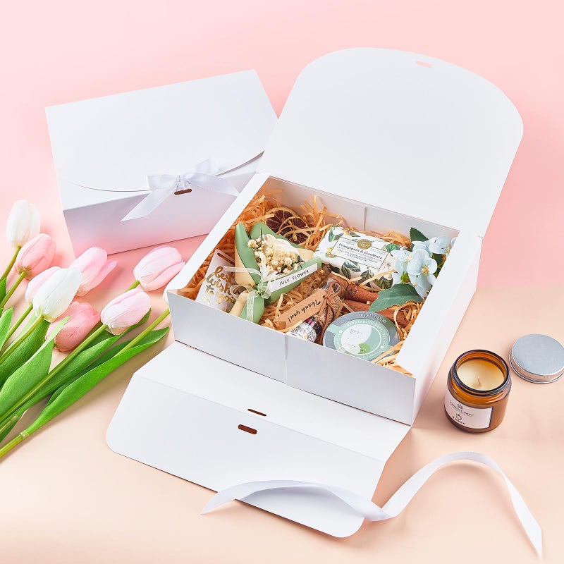 Kucoele 15 PCS Gift Boxes with Lids for Presents, 10.6 x 7.8 x 3.1 Inches White Bridesmaid Proposal Boxes with Ribbons for Wedding, Birthday, Party and Bride Shower Packaging - Image 3