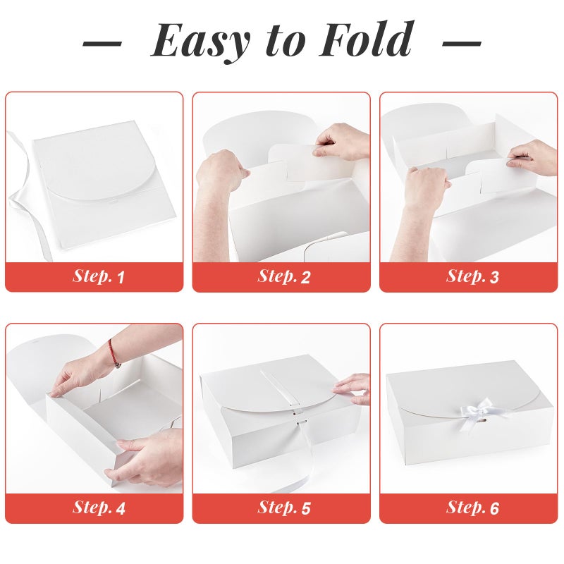Kucoele 15 PCS Gift Boxes with Lids for Presents, 10.6 x 7.8 x 3.1 Inches White Bridesmaid Proposal Boxes with Ribbons for Wedding, Birthday, Party and Bride Shower Packaging - Image 5