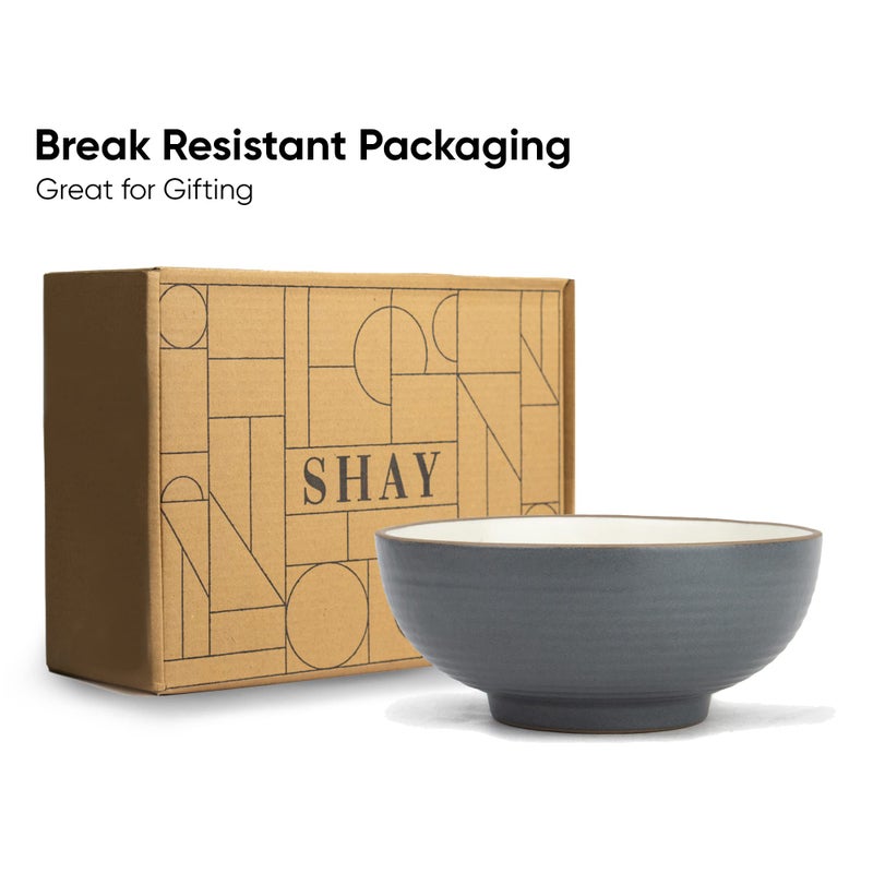 Shay Ceramic Serving Bowls Set, 1500ml, 1 Pc, Grey White | Glossy Finish | Premium Ceramic Bowls | Large Size | Microwave Safe Bowls | Bowl Sets | Ceramic Bowl (Large Bowl - Grey & White) - Image 5