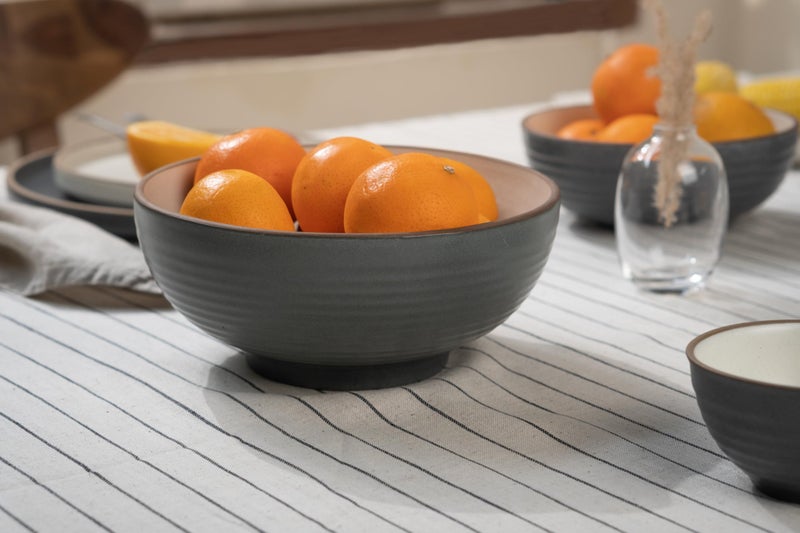 Shay Ceramic Serving Bowls Set, 1500ml, 1 Pc, Grey White | Glossy Finish | Premium Ceramic Bowls | Large Size | Microwave Safe Bowls | Bowl Sets | Ceramic Bowl (Large Bowl - Grey & White) - Image 3