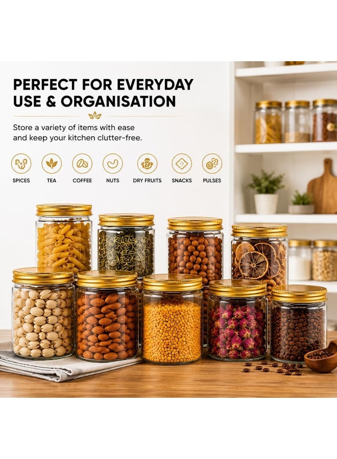 Clear Plastic Storage Containers with Gold Airtight Screw Lids, 250ml, Pack of 8 - Image 4