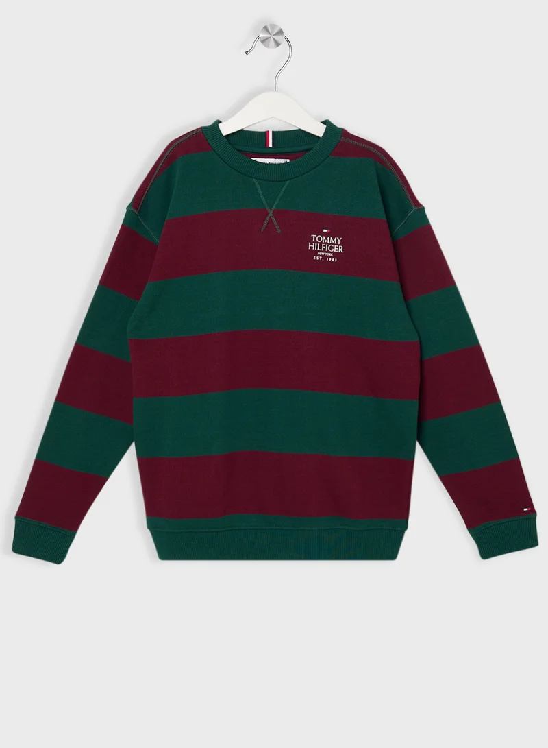 تومي هيلفيغر Youth Striped Sweatshirts