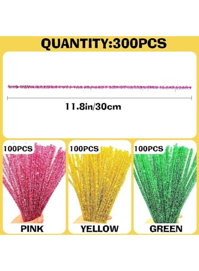 300 Pieces Pipe Cleaners Christmas Pipe Cleaners Glitter Tinsel Chenille Stems Multicoloured Metallic Pipe Cleaners DIY Art Craft for Christmas Decoration - Image 2