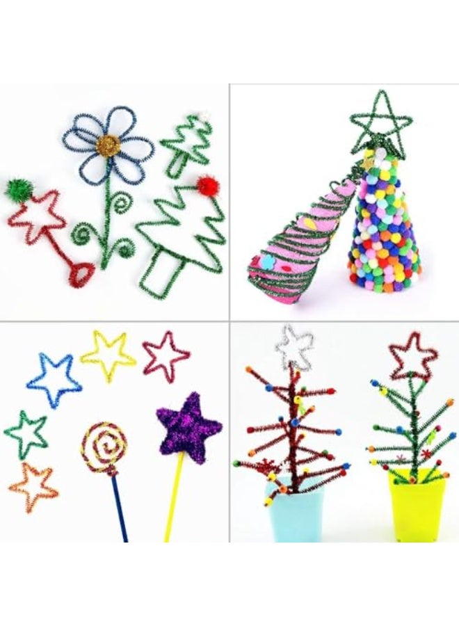 300 Pieces Pipe Cleaners Christmas Pipe Cleaners Glitter Tinsel Chenille Stems Multicoloured Metallic Pipe Cleaners DIY Art Craft for Christmas Decoration - Image 4