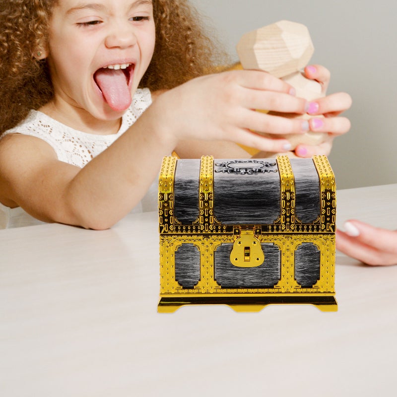 Pirate Treasure Chest toy Pirate Treasure Chest Treasure Box with Lock and Key - Image 2