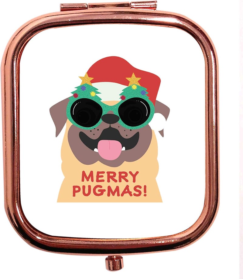 Rose Gold Square Compact Mirror Merry Pugmas
