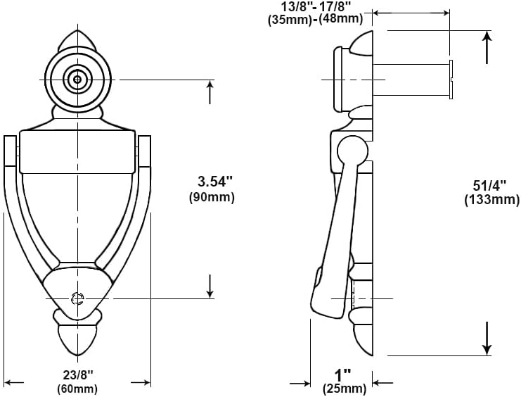 QCAA Door Knocker with 180 Degree Viewer, Zinc Die-Cast Construction 5-1/2'' Height, Oil-Rubbed Bronze, 1 Pack - Image 3