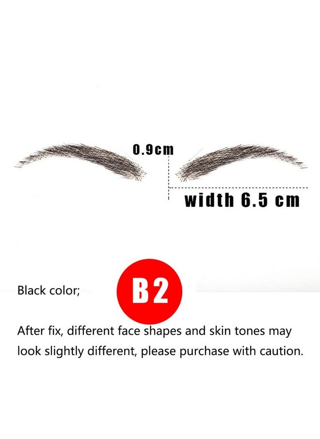 CliCling False Eyebrows Clicling Human Hair Artificial Real Hair Handmade Crochet False Brows Invisible Realistic Natural Fake Eyebrows(Black)  - Image 2
