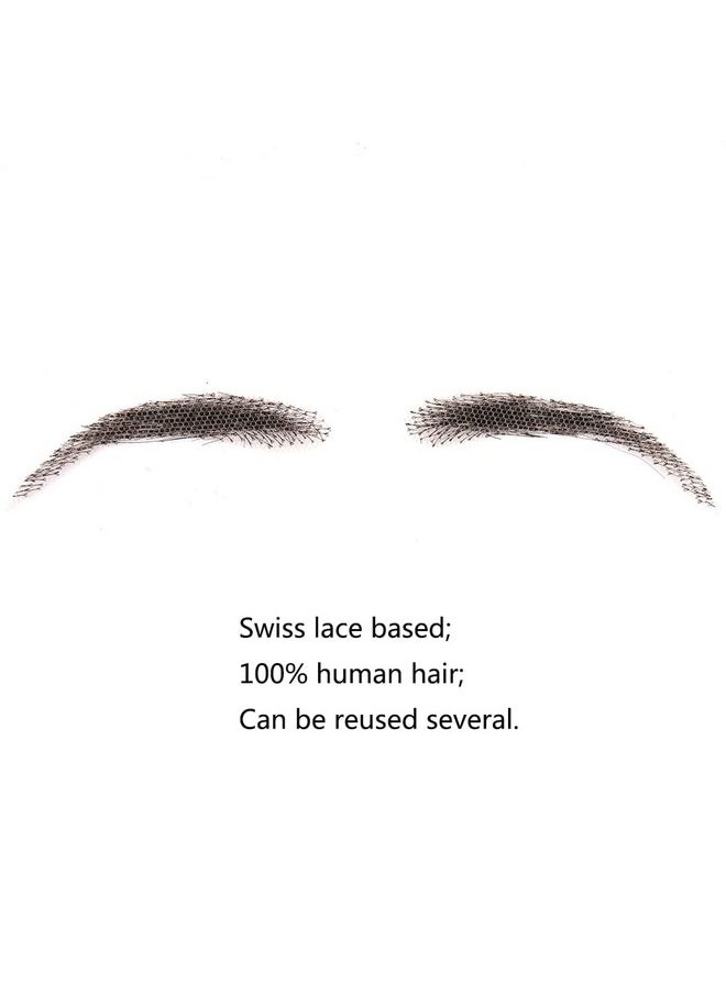CliCling False Eyebrows Clicling Human Hair Artificial Real Hair Handmade Crochet False Brows Invisible Realistic Natural Fake Eyebrows(Black)  - Image 3
