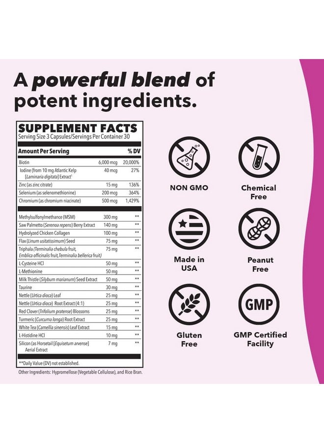 LifeSeasons Beau-T - Hair, Nail & Skincare Supplement - Biotin Collagen Horsetail MSM & Turmeric - Promotes Healthy Hair and Nail Growth - Supports Clear Skin & Fights Acne - Nail Strengthener - 90 Capsules  - Image 3