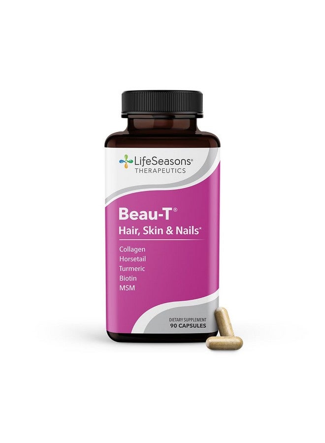 LifeSeasons Beau-T - Hair, Nail & Skincare Supplement - Biotin Collagen Horsetail MSM & Turmeric - Promotes Healthy Hair and Nail Growth - Supports Clear Skin & Fights Acne - Nail Strengthener - 90 Capsules  - Image 1