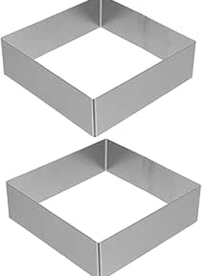 2pcs 9 Inch Stainless Steel Square Cake Rings for Baking Mousse Dessert and Pie Mold - Image 1
