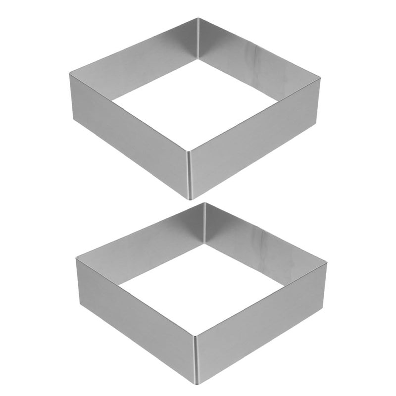 2pcs 9 Inch Stainless Steel Square Cake Rings for Baking Mousse Dessert and Pie Mold - Image 2