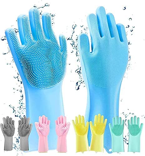 Stewit Magic Silicone Cleaning Hand Gloves for Kitchen Dishwashing and Pet Grooming, Washing Dish, Car, Bathroom (multicolor) (C - Image 5
