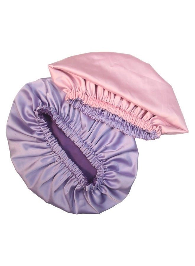 AKISS Baby Infant Newborn Toddler Satin Silk Hair Bonnet Cap for Sleeping 0-3 0-6 3-6 6-12 Months 1-2 1-3 Years (as1, Age, 1_Year, 3_Years, Taffy/Lavender + Purple/Lavender) - Image 2
