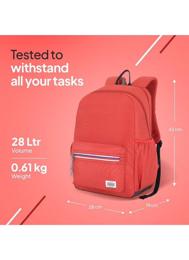 AMERICAN TOURISTER American Tourister Carter, 28L Volume College and Office Laptop Backpack with Front Organizer and Spacious Interiors for Men & Women - Coral Red  - Image 2