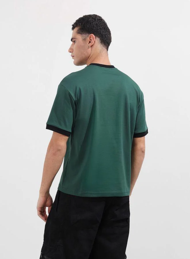 شركة المرآب الهندية تيشيرت رجالي بقصة مريحة ورقبة دائرية وطبعات ورسومات وأكمام قصيرة