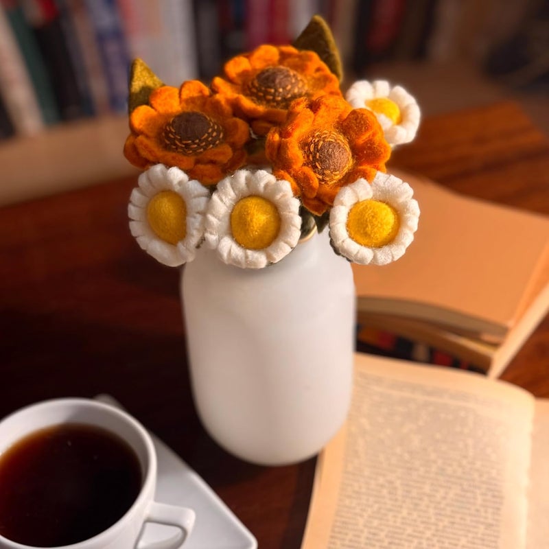 Glaciart One Felt Sunflower and Daisy Artificial Bouquet | Reusable, Washable and Essential Oil Ready Multi Color Artificial Flowers w/Bendable Wire Stems | Great Gift or Home/Event Decorations - Image 4