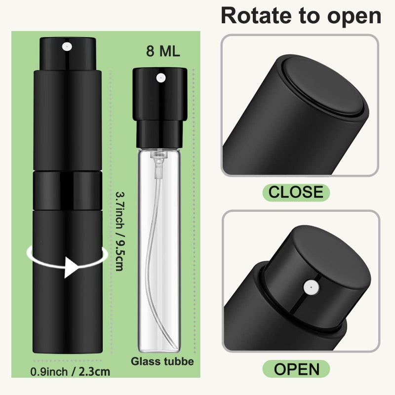 Beieverluck 15 Pieces 8ML Travel Perfume Atomizer Refillable Perfume Bottle Portable Cologne Sprayer for Perfume Women Men, Black - Image 2