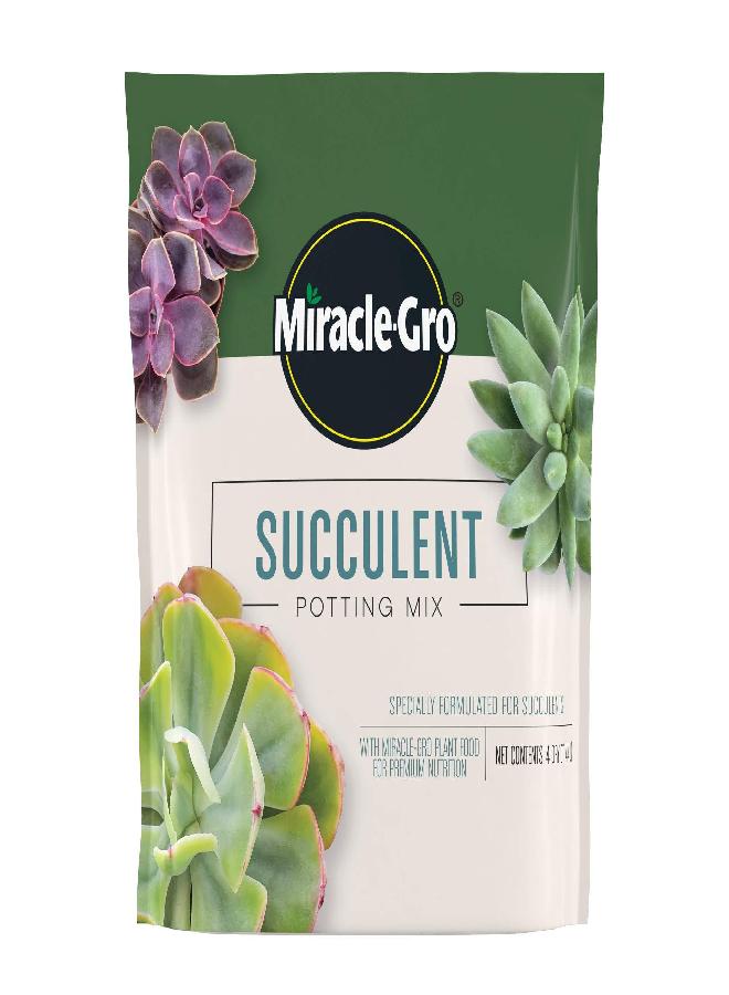 Miracle-Gro Succulent Potting Mix, For Indoor Succulents, Aloe Vera and More, Made with Miracle-Gro Plant Food, 4 qt