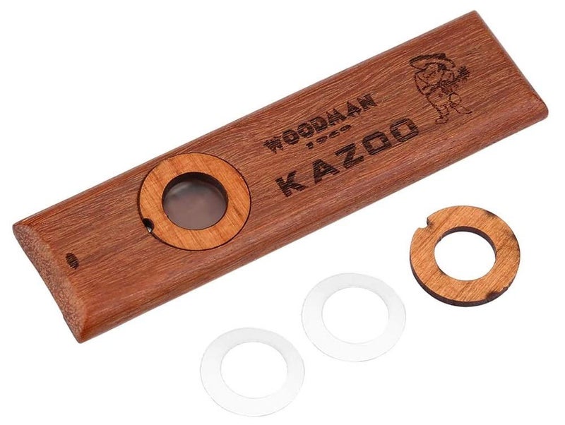 AmiciSound Kazoo Wooden Musical Wind Instrument Wood Harmonica for Music Lovers with Metal Carrying Case - Image 1