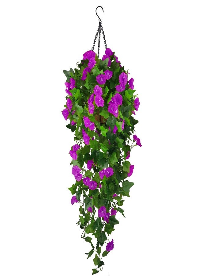 Ankey Artificial Fake Hanging Flowers Plants Basket for Spring Outdoor Outside Decoration, UV Resistant Faux Plastic Fabric Flower Morning Glory Wisteria Petunia for Garden Porch Patio Balcony Yard Decor - Image 1