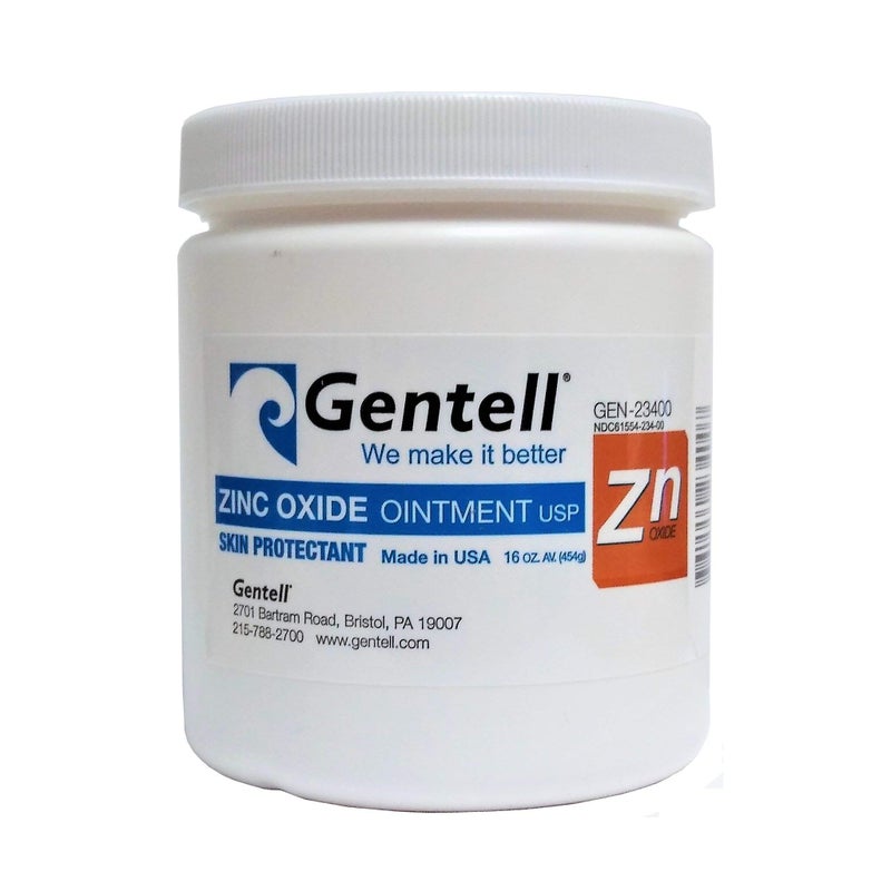 Gentell Zinc Oxide Ointment by  - 16 Oz. Jar - Ointment, Skin Protectant | First Aid | Soothes, Heals, Seals Out Wetness | Helps Prevent Baby Diaper Rash - Pack of 1 - Image 1