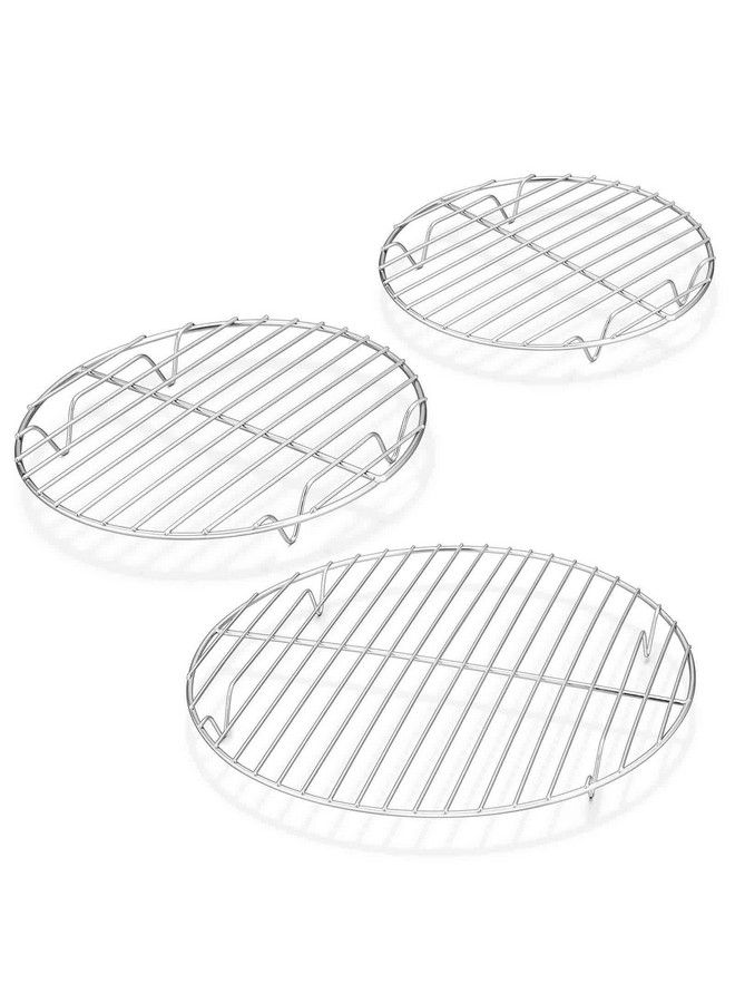 TeamFar مجموعة رفوف تبريد دائرية من 3 قطع 7½ و 9 و 10½ بوصة من الفولاذ المقاوم للصدأ مناسبة للخبز والبخار تناسب الفرن/الوعاء/القلاية الهوائية صحية وآمنة في غسالة الصحون بلمسة مرآة وحافة ناعمة - Image 2