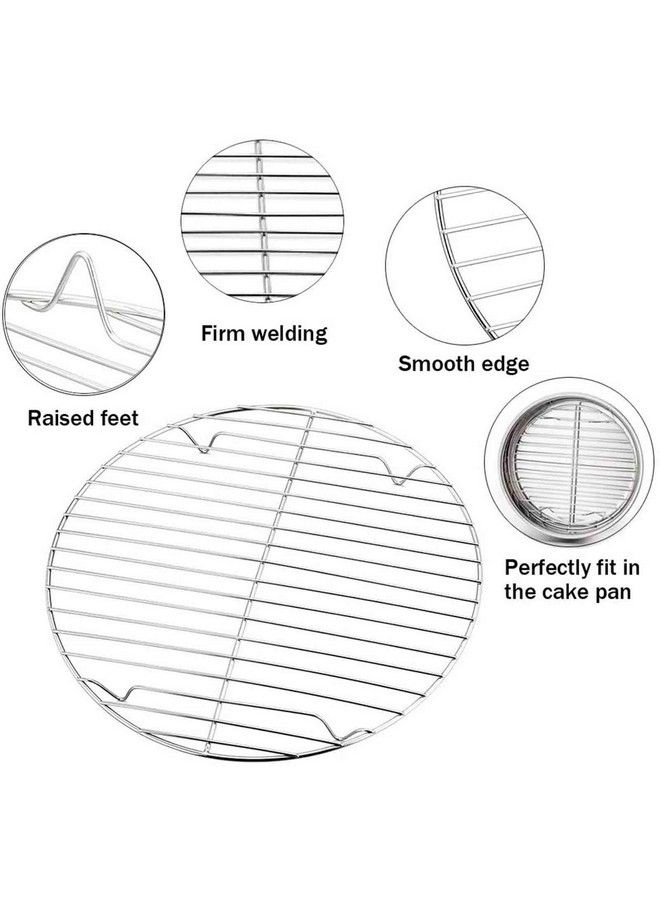 TeamFar مجموعة رفوف تبريد دائرية من 3 قطع 7½ و 9 و 10½ بوصة من الفولاذ المقاوم للصدأ مناسبة للخبز والبخار تناسب الفرن/الوعاء/القلاية الهوائية صحية وآمنة في غسالة الصحون بلمسة مرآة وحافة ناعمة - Image 5