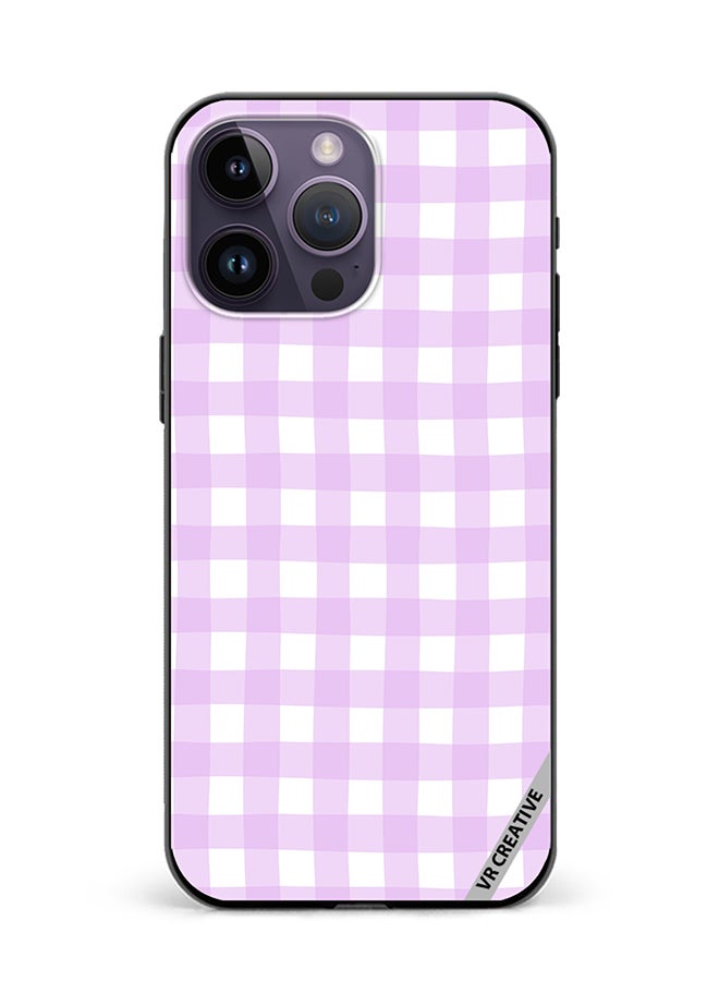 VR CREATIVE Protective Case Cover For Apple iPhone 15 Pro Classic Checkered Plaid Purple Seamless Pattern Design Multicolour - Image 1