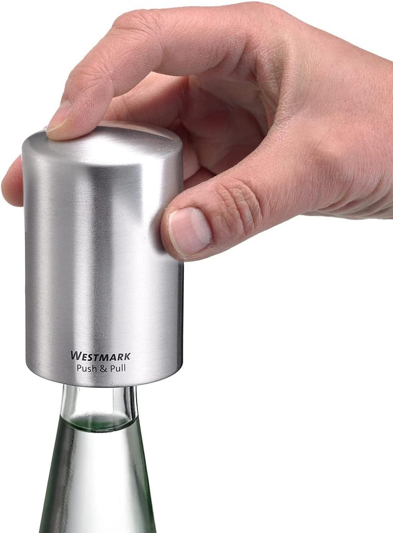 Westmark Automatic Bottle Opener/Bottle Opener, for Opening Bottle Cap Bottles, Brushed Aluminium, Push & Pull, Silver, 61882260 - Image 2