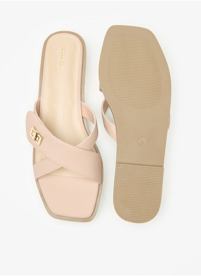 Flora Bella By Shoexpress - Women's Textured Slip-On Flat Sandals - Image 1
