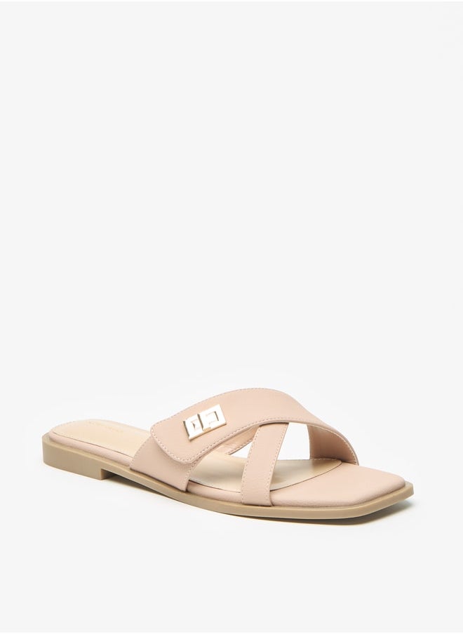 Flora Bella By Shoexpress - Women's Textured Slip-On Flat Sandals - Image 1