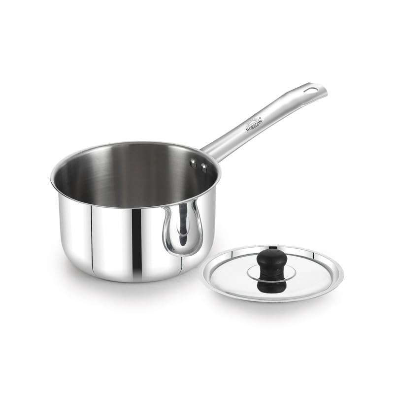 HORIZON Stainless Steel Cookware with Lid Sauce Pan 18 Guage 15 CM | (Capacity 1500 ML) - Image 2