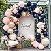 feilebalon Navy Blue Pink Gold Balloon Arch Kit Double Stuffed Dark Blue Pastel Light Pale Pink White Sand Pearl Balloon Garland for Birthday Baby Shower Gender Reveal Wedding Graduation Party Decoration - Image 2