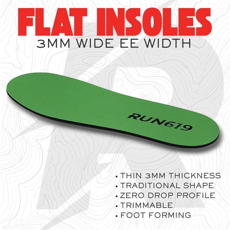 Run 619 Wide Run 619 Zero Drop Shoe Insoles, Traditional Shape, Foot Forming, Wide Width - 3mm Thickness, Firm, Flat Shoe Inserts - Men's 10-11.5, Women's 11-12.5 - Image 2