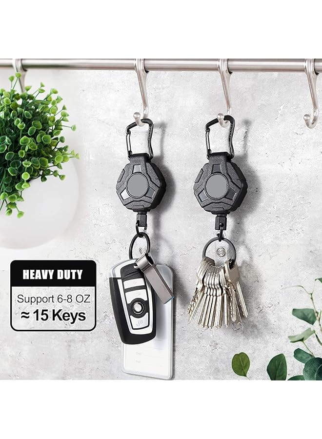Arabest Card Holder Id Card Holder Badge Holder 2 Pack Badge Reels Retractable Heavy Duty Retractable Keychain Tactical Card Holder With Zinc Alloy Carabiner Belt Clip Key Ring For Men Women  - Image 5