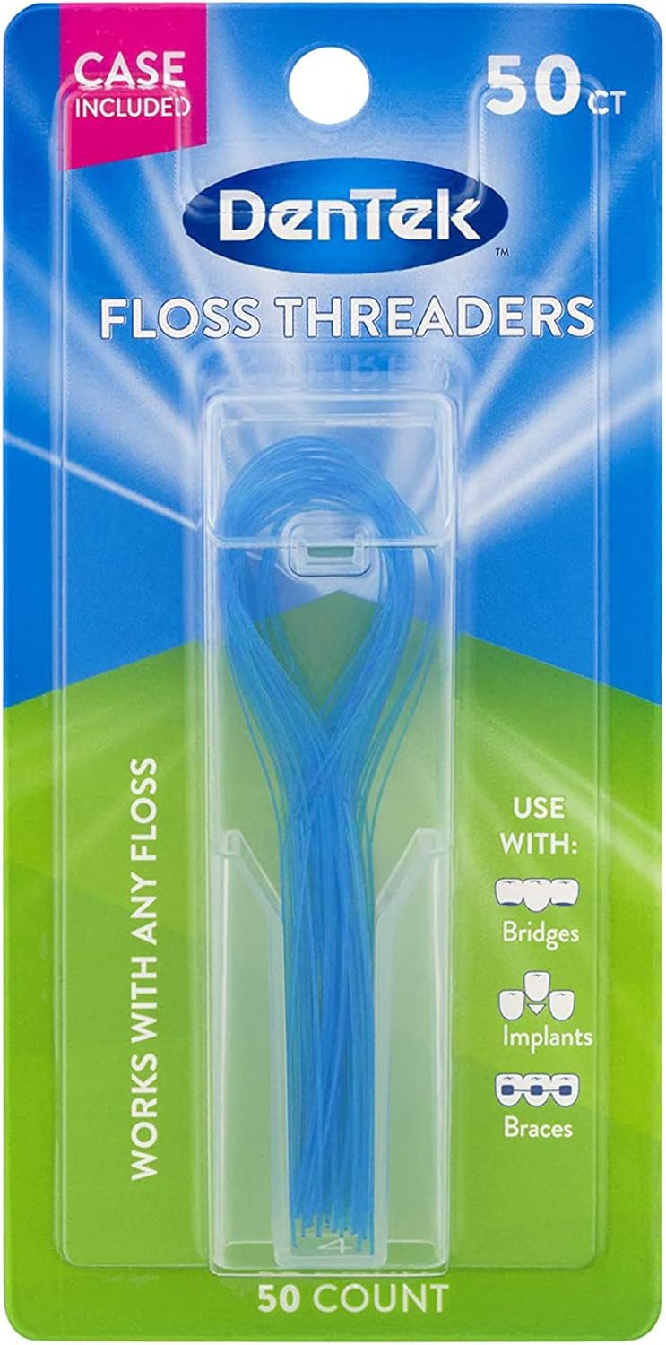 DenTek Floss Threaders | For Braces, Bridges, and Implants | 50 Count (Pack of 1) - Image 1
