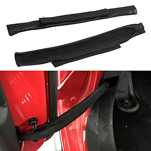 VOFONO 2 Pcs Updated Heavy Duty Strong Adjustable Door Limiting Check Strap with Zipper Fit for 2000 to 2018 Jeep Wrangler Tj Jk Jl Black - Image 1