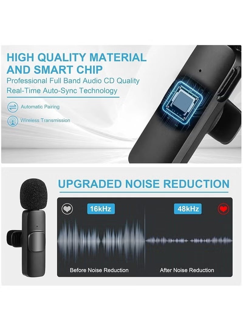 Wireless Lavalier Microphone for Lightning, and USB-C  Plug-Play Wireless Mic for Recording, Live Stream, YouTube, TikTok, Facebook, Noise Reduction Auto-Sync - Image 2