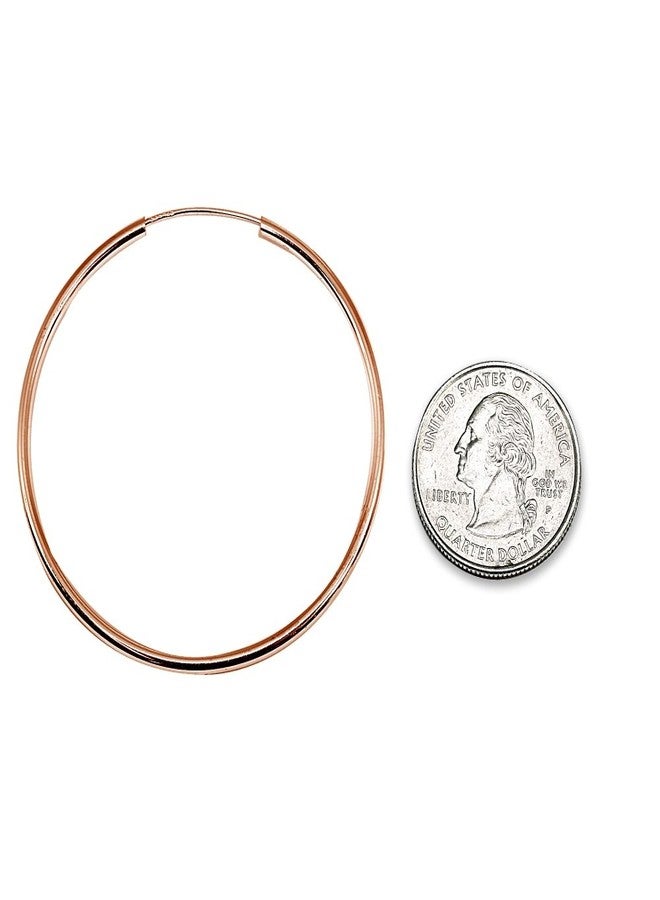 Hoops 4 Less Rose Gold Flashed Sterling Silver Extra Large Endless 2x60mm High Polished Round Lightweight Unisex Hoop Earrings (2 2/5 Inch) - Image 2
