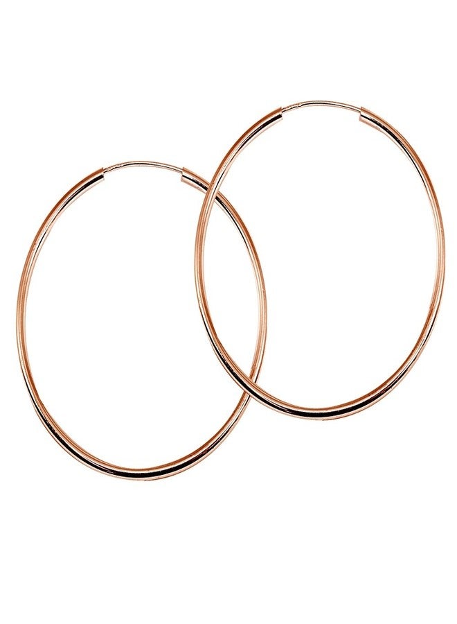 Hoops 4 Less Rose Gold Flashed Sterling Silver Extra Large Endless 2x60mm High Polished Round Lightweight Unisex Hoop Earrings (2 2/5 Inch) - Image 3